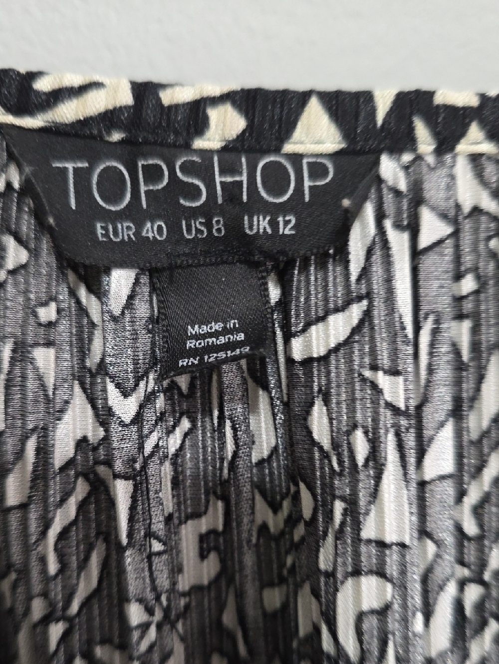Topshop Black and White Printed Midi Slip Dress with Lace Trim Sz 8 - Picture 2 of 5